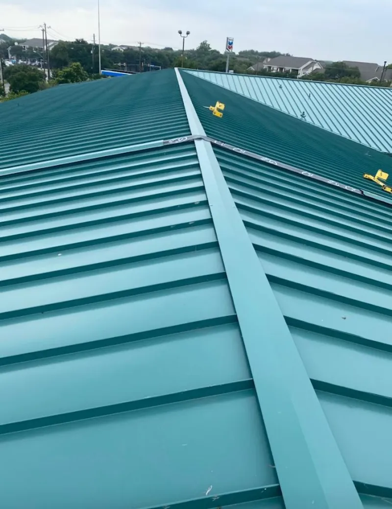 Green commercial metal roof ridge and valley for Metal Roof Repair in Rancho Mission Viejo